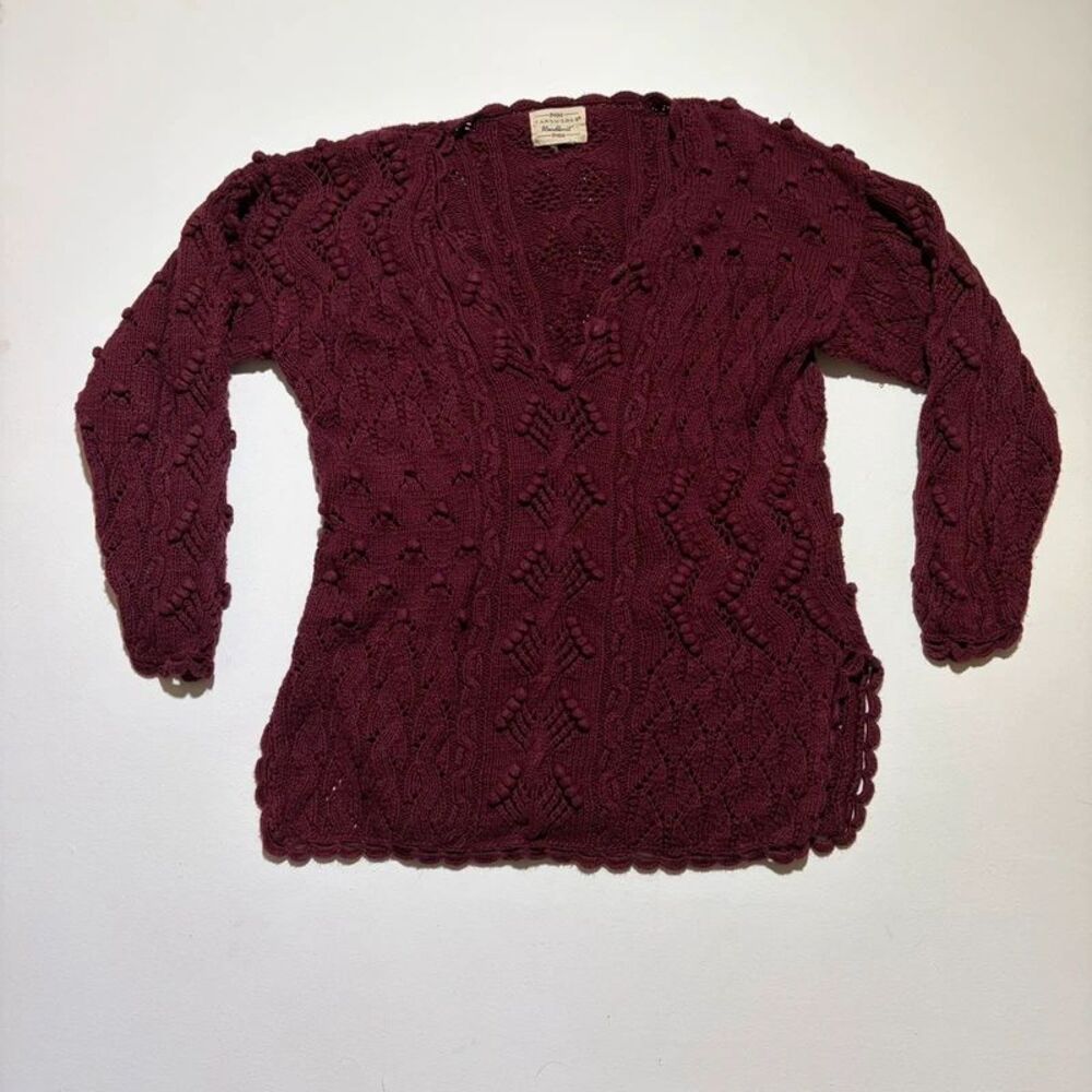 Yarnworks Handknit Knit Burgandy Sweater -